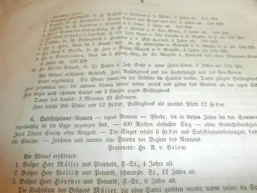 Verein für Pferderennen in Preußen / Königsberg , Mausen , Insterburg , 1856 , Prospekt  mit Mitgliederliste !!!