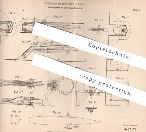 original Patent - Stéphane Drzewiecky , Paris , Frankreich , 1893 , Lancierapparat für Unterwassertorpedos | Torpedo