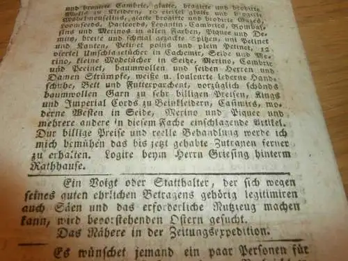 Wismar `sche Zeitung , 2. März 1813 , Wismar und Umgebung , Mecklenburg !!!