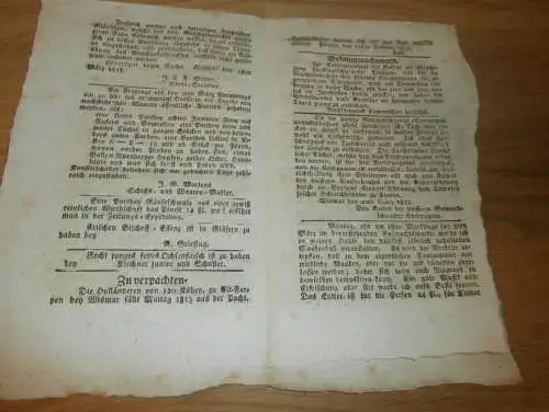 Wismar `sche Zeitung , 2. März 1813 , Wismar und Umgebung , Mecklenburg !!!