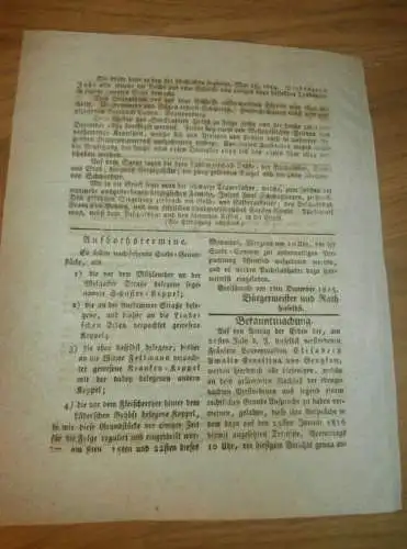 Anzeiger für Greifswald , 16.12.1815 , Beysetzung von Herzog Bogislav XIV.  Mecklenburg !!!