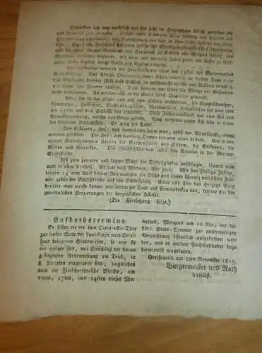 Anzeiger für Greifswald , 18.11.1815 , Beysetzung von Herzog Bogislav XIV.  Mecklenburg !!!