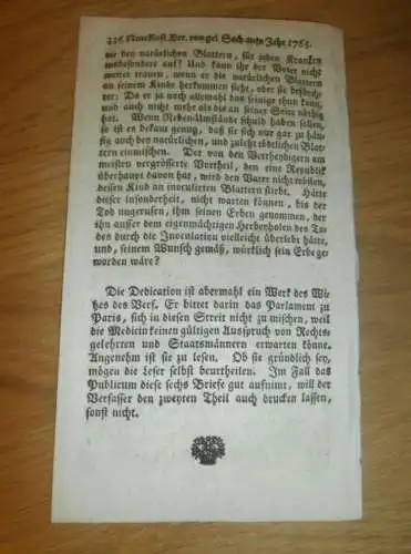 Rostock `sche Zeitung , 28.8.1765 , von Gelehrten Sachen !!!