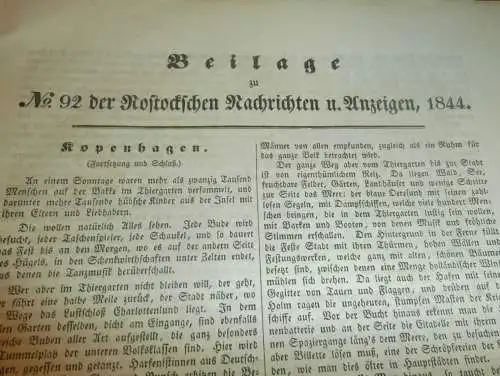 Rostocker Zeitung , 16.11.1844 , Nachrichten und Anzeigen für Rostock und Umgebung , Seehund !!!