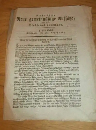 Rostocker Zeitung , 4.08.1813 , für Stadt- und Landmann , Rostock , Kartoffel und Mehl !!!