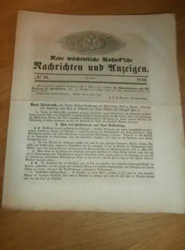 Rostocker Zeitung , 10.04.1842 , Forstfrevel , Forstschutz , Forst , Natur , Rostock und Umgebung  !!!