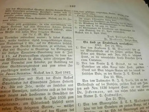 Rostocker Zeitung , 10.04.1842 , Forstfrevel , Forstschutz , Forst , Natur , Rostock und Umgebung  !!!