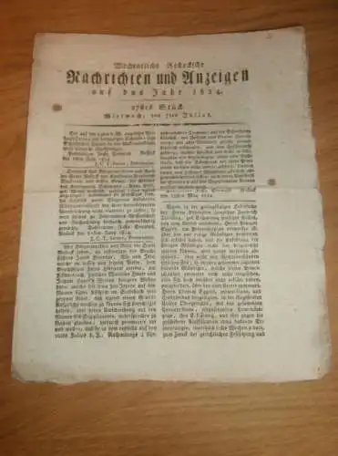 Zeitung Mecklenburg , 7.7.1824 , Nachrichten und Anzeigen aus Rostock und Umgebung  !!!