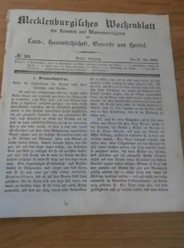 Zeitung Mecklenburg , 27.7.1838 , Landwirtschaft , Haushalt , Gewerbe und Handel , Wissenschaft und Technik