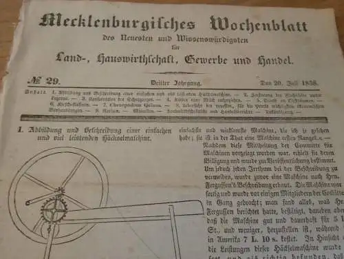 Zeitung Mecklenburg , 20.7.1838 , Landwirtschaft , Haushalt , Gewerbe und Handel , Wissenschaft und Technik