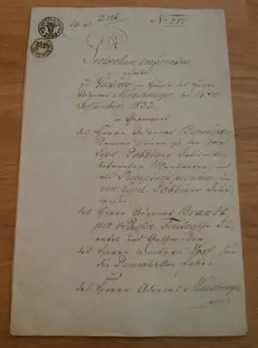 von Lepel in Dobbin , von Plessen , 1833 , Dokument 10 Seiten , Münchmeyer , Güstrow , Neustrelitz Adel Mecklenburg !!!