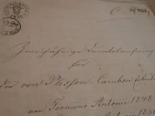 von Plessen in Kambs / Bollewick ,1850 , Bruel , Dokument 7 Seiten , Adel Mecklenburg !!!