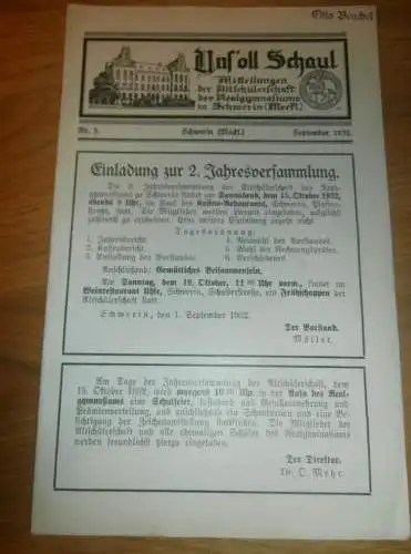 Heft der Schule " Uns oll Schaul" in Schwerin Sept.1932, Chronik , Mecklenburg ,mit Mitglieder- und Schülerverzeichnis