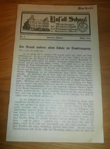 Heft der Schule " Uns oll Schaul" in Schwerin März 1932, Chronik , Mecklenburg ,mit Mitglieder- und Schülerverzeichnis