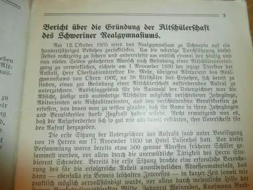 Heft der Schule " Uns oll Schaul" in Schwerin Sept. 1931, Chronik , Mecklenburg ,mit Mitglieder- und Schülerverzeichnis