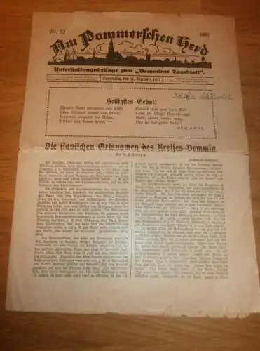 Demminer Zeitung 31.Dezember 1931 , slavische Ortsnamen im Kreis Demmin , Slaven , Seidenbau , Pommern !!!