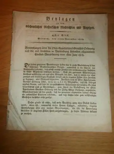 Beylagen zu Rostocker Zeitung ,1818 , Rostock , Obergericht , Gericht , Mecklenburg !!!