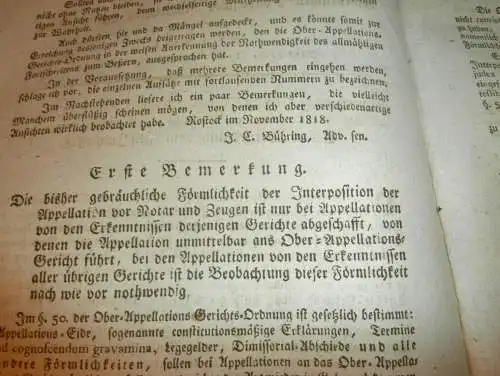 Beylagen zu Rostocker Zeitung ,1818 , Rostock , Obergericht , Gericht , Mecklenburg !!!