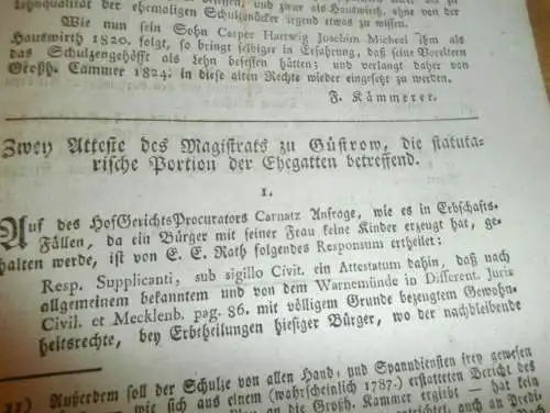 Konvolut Beylagen zu Rostocker Zeitung ,1824-1828 , Güstrow , Plau , Viereck , Lübisches Recht , Mecklenburg !!!