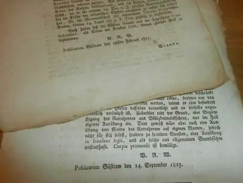 Konvolut Beylagen zu Rostocker Zeitung ,1824-1828 , Güstrow , Plau , Viereck , Lübisches Recht , Mecklenburg !!!