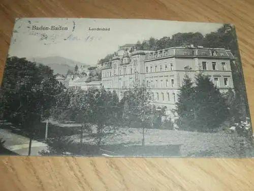 alte AK - Baden-Baden  , 1910 , Landesbad , Ansichtskarte !! gelaufen nach Frick i. Aargau