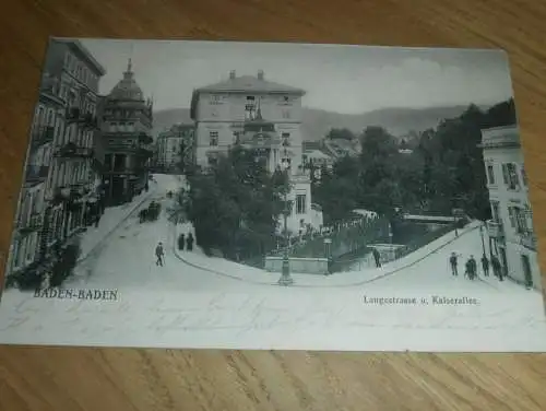 alte AK - Baden-Baden  , 1906 , Langestraße und Kaiserallee , Ansichtskarte !! gelaufen nach Pfullendorf