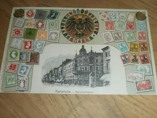 alte AK - Karlsruhe , 1909 , Kaiserstrasse , Ansichtskarte !!