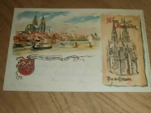 alte AK - Regensburg , 1900 , Gruss aus , Ansichtskarte !!