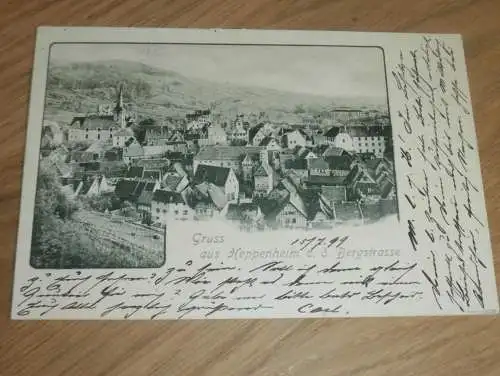 alte AK - Heppenheim a.d. Bergstrasse ,  1899 , nach Grünau , Ansichtskarte !!