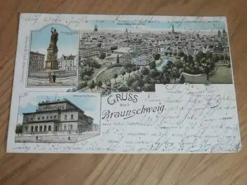 alte AK - Gruss aus Braunschweig , 1904, Stempel , nach Neubokel , Ansichtskarte