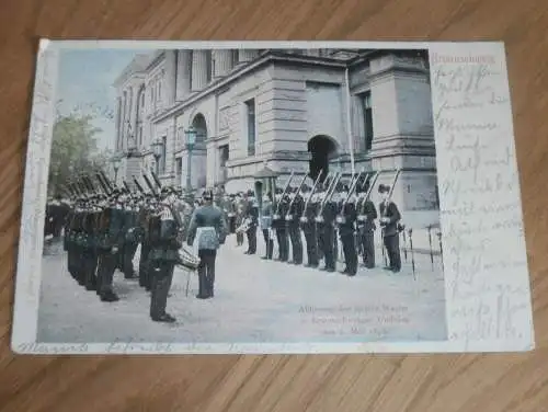 alte AK -  Braunschweig , 1901 , letzte Wache in Uniform , Ansichtskarte !