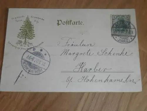 alte AK -  Herzberg am Harz , 1907 , nach Harber b. Hohenhameln Ansichtskarte !!