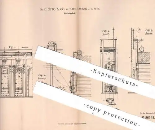 original Patent - Dr. C. Otto & Co. Dahlhausen / Ruhr | 1895 | Koksofentür | Ofen , Koks , Kohle , Ofentür , Ofenklappe