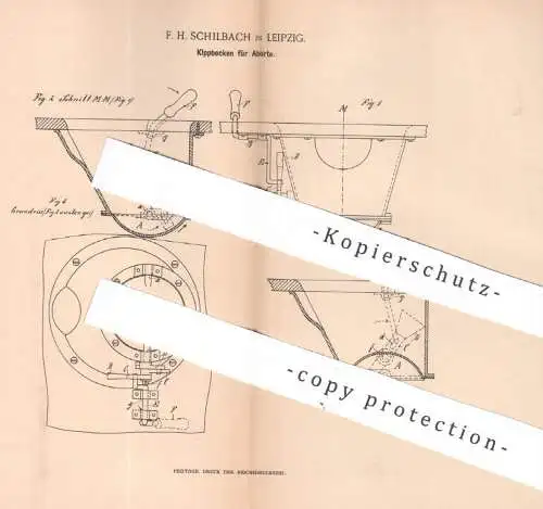 original Patent - F. H. Schilbach , Leipzig , 1894 , Kippbecken für Abort | Wasser - Becken | WC , Toilette | Klempner !