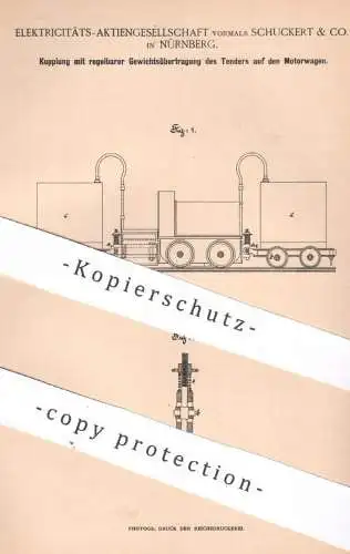 original Patent - Elektrizitäts- AG vormals Schuckert & Co. , Nürnberg | 1894 | Kupplung | Motorwagen | Eisenbahn , Bahn