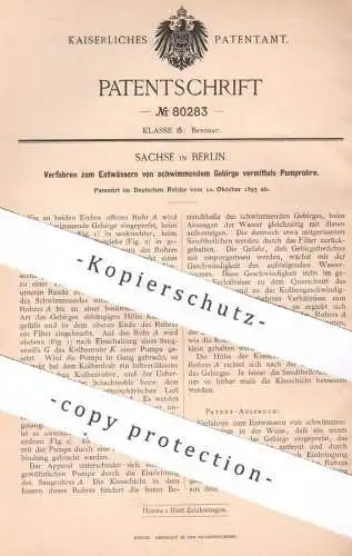 original Patent - Sachse , Berlin , 1893 , Entwässerung | Bergbau , Pumpe , Bergwerk , Gebirge