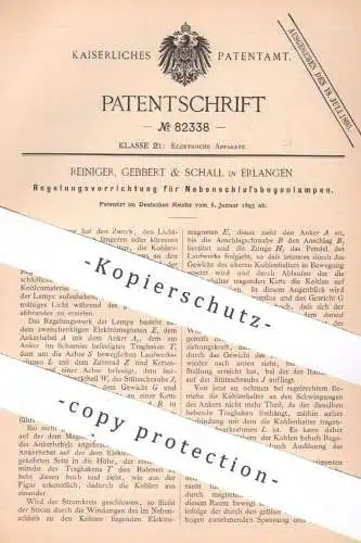 original Patent - Reininger, Gebbert & Schall , Erlangen | 1895 | Regelung für Nebenschluss - Bogenlampen | Lampen !!