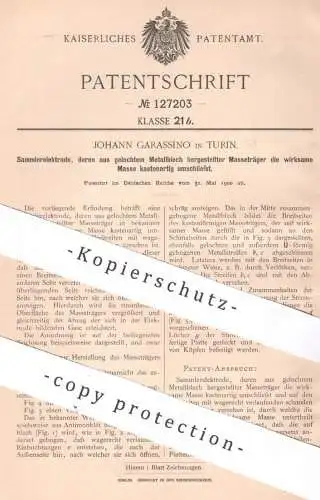 original Patent - Johann Garassino , Turin , Italien , 1900 , Sammlerelektrode | Elektroden | Strom , Elektrik !!