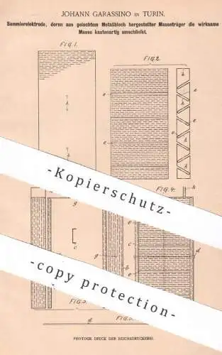 original Patent - Johann Garassino , Turin , Italien , 1900 , Sammlerelektrode | Elektroden | Strom , Elektrik !!