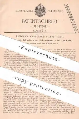 original Patent - Frederick Warburton , Derby , England , 1900 , Schneiden von Schuhriemen , Leder , Riemen | Schuster !