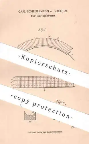 original Patent - Carl Scheuermann , Bochum , 1901 , Riemen zum Polieren o. Schleifen | Politur | Leder , Lederriemen