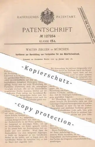 original Patent - Walter Ziegler , München , 1901 , Herstellung von Farbplatten für den Mehrfarbendruck | Farbe , Farben