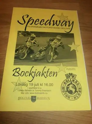 Speedway Bollnäs , 19.7., Bockjakten , Programmheft / Programm / Rennprogramm , program !!!