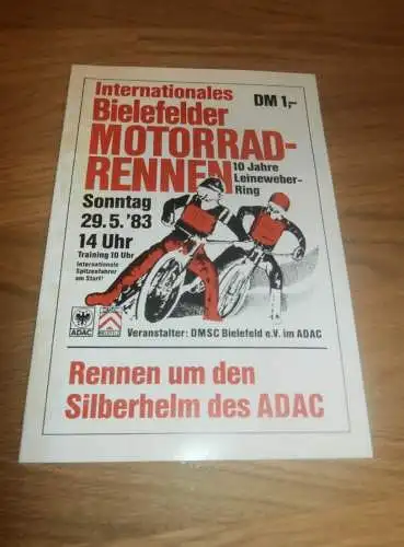 Speedway Bielefeld , 29.5.1983 , Sandbahn , Programmheft / Programm / Rennprogramm , program !!!