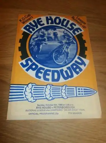 Speedway Rye House , 5.10.1980 , Peterborough , Programmheft / Programm / Rennprogramm , program !!!