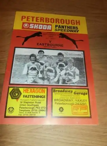 Speedway Peterborough, 16.09.1988 , Eastbourne, Programmheft / Programm / Rennprogramm , program !!!