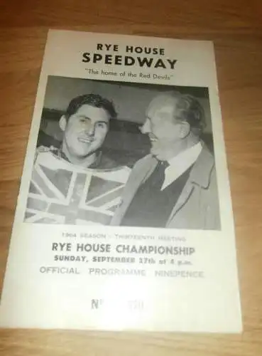 Speedway Rye House , 27.09.1964 , Programmheft / Programm / Rennprogramm , program !!!