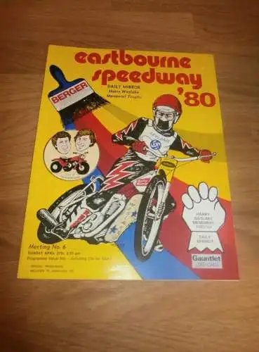 Speedway Eastbourne 27.04.1980 , Programmheft / Programm / Rennprogramm , program !!!