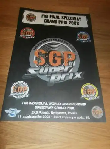 Speedway WM Gelsenkirchen 18.10.2008 , Programmheft / Programm / Rennprogramm , program !!!