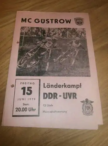 Speedway Güstrow 15.06.1979 , DDR - Ungarn , Programmheft / Programm / Rennprogramm , program !!!